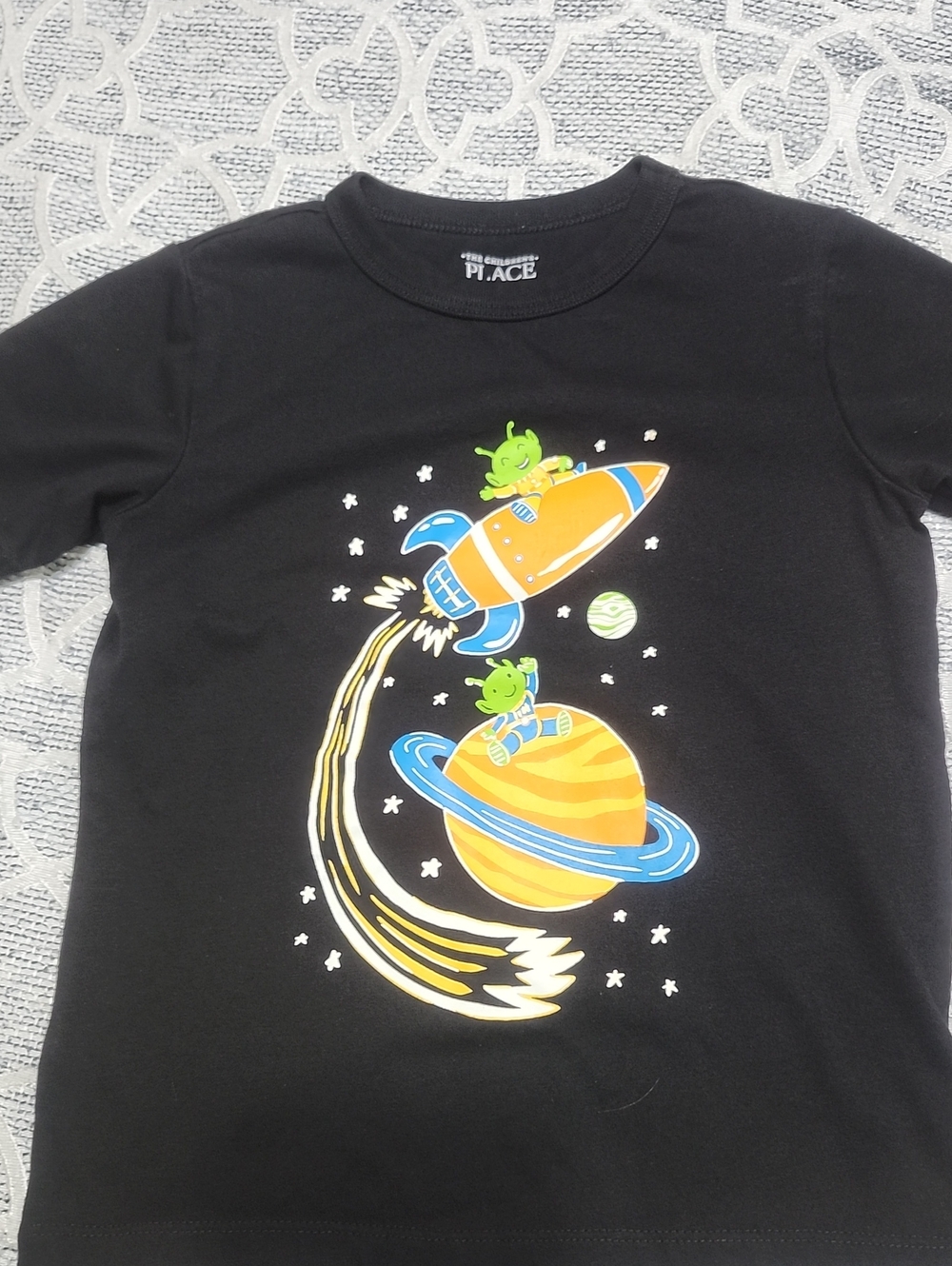 The Children's Place Black Rocket & Planet Alien Graphic Tee